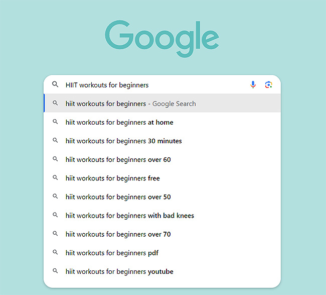 google search bar keyword recommendations